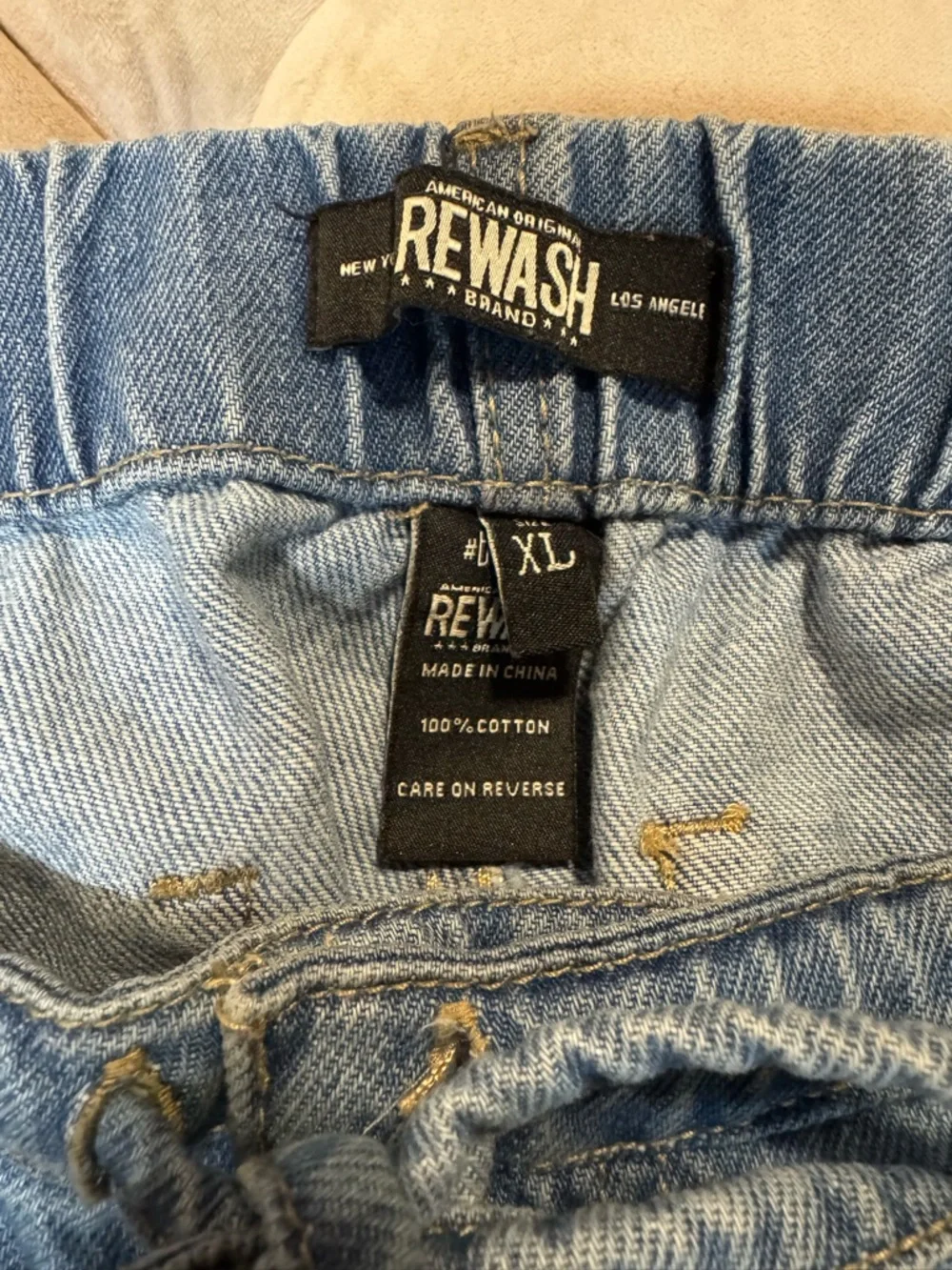 Rewash Women’s Wide Leg Drawstring Jeans Light Wash XL - Picture 3 of 4